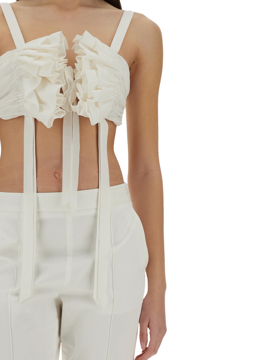 Moschino COTTON AND SILK VOILE CROP TOP Wit