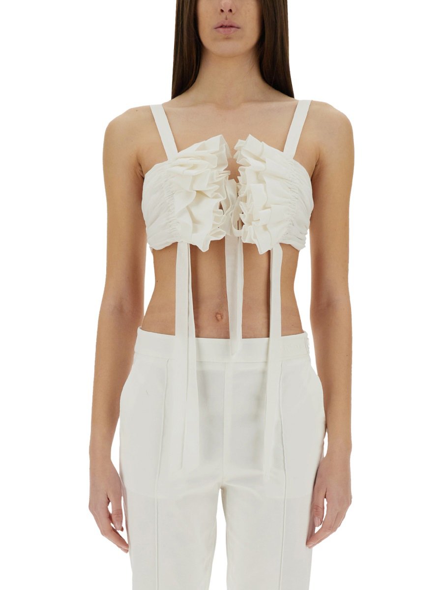 Moschino COTTON AND SILK VOILE CROP TOP Wit