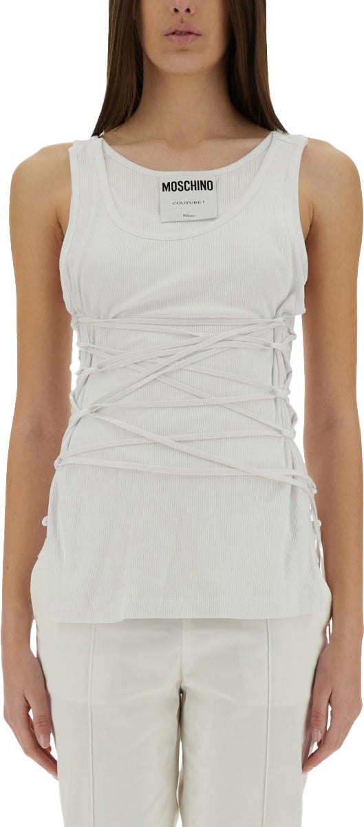 Moschino TANK TOP WITH LACES Wit