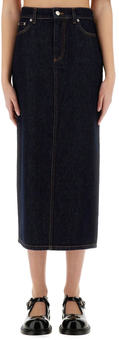 Moschino LONG DENIM SKIRT Blauw
