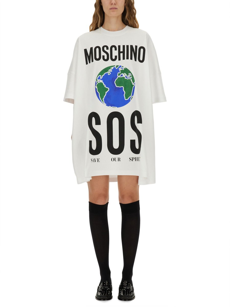 Moschino COTTON INTERLOCK DRESS Wit