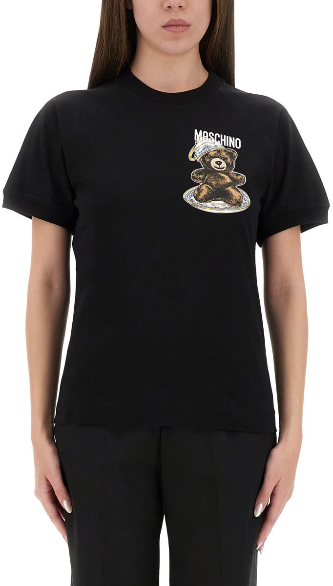 Moschino T-SHIRT WITH "TEDDY" PRINT Zwart