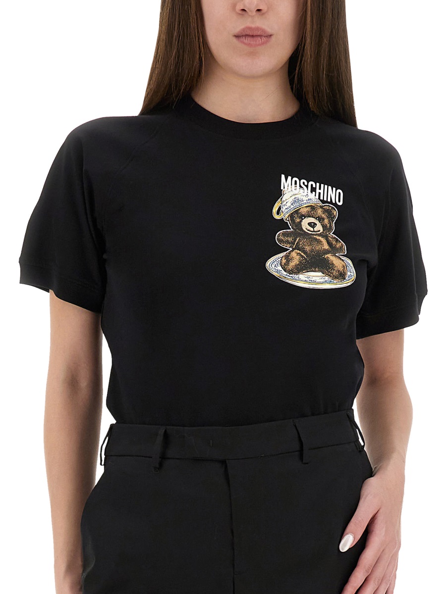 Moschino T-SHIRT WITH "TEDDY" PRINT Zwart