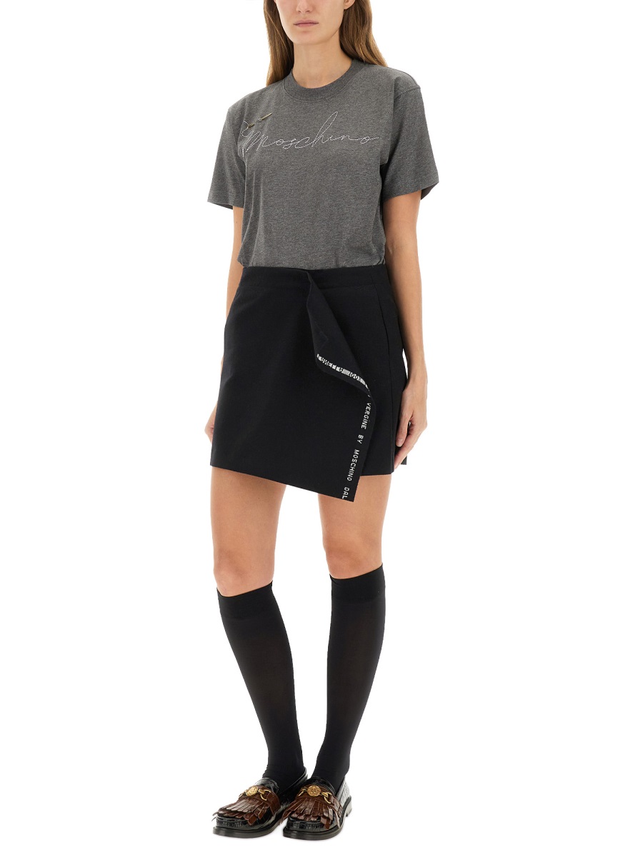 Moschino T-SHIRT WITH EMBROIDERED LOGO Grijs