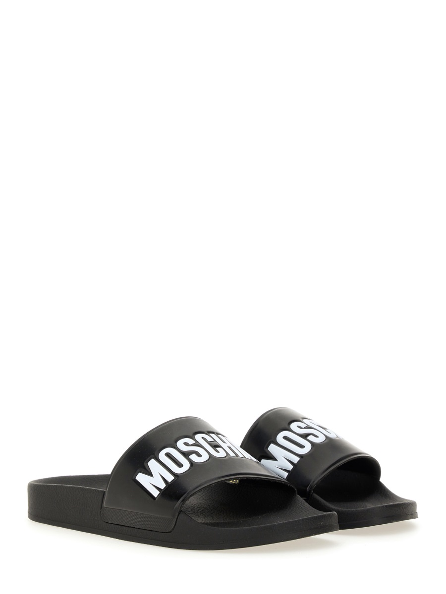 Moschino SLIP-ON SLIPPER WITH LOGO Zwart