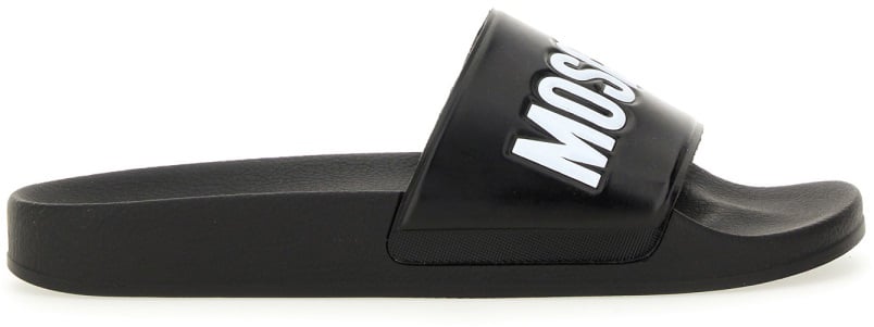 Moschino SLIP-ON SLIPPER WITH LOGO Zwart