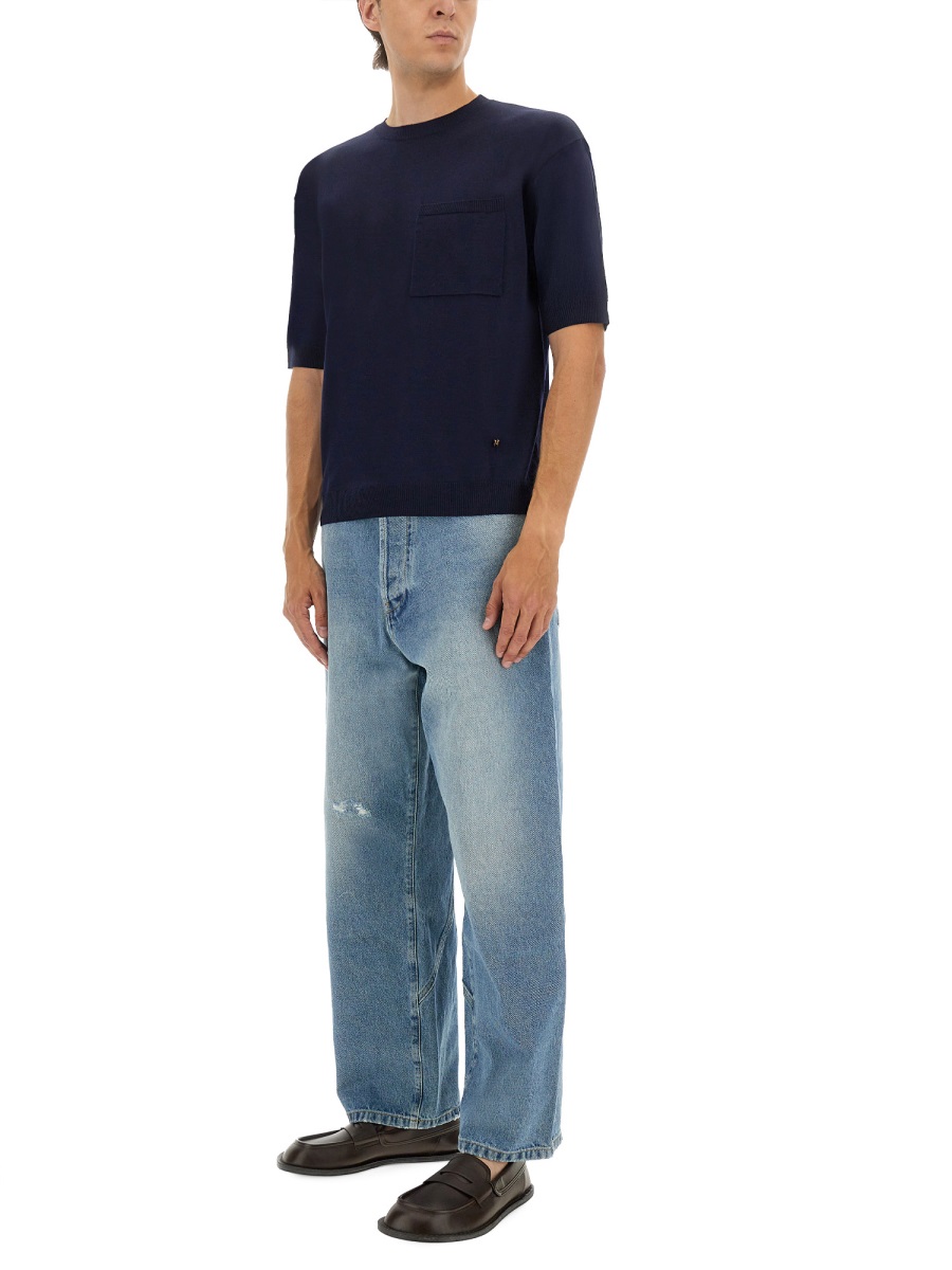 Moschino WOOL AND SILK SWEATER Blauw