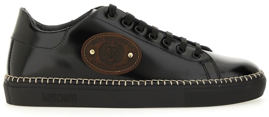 Moschino LEATHER SNEAKER Zwart