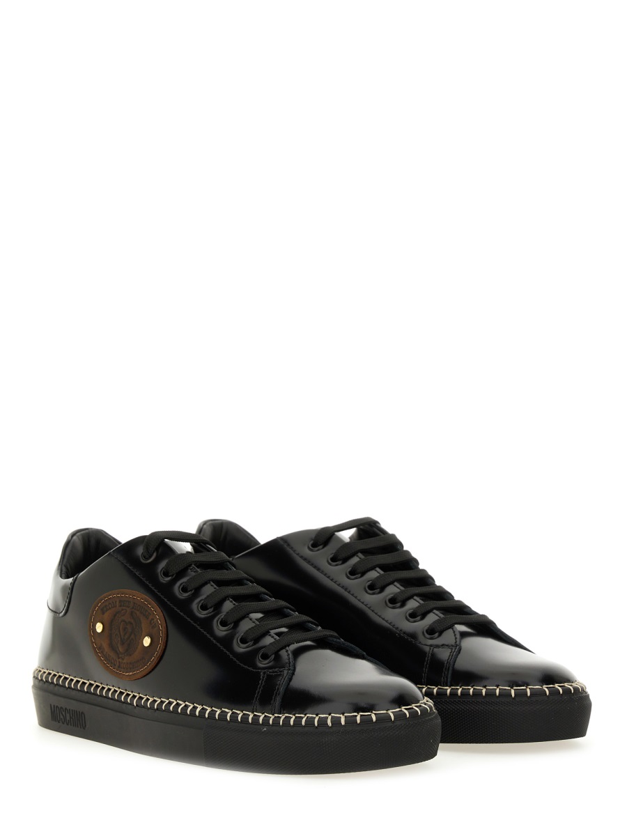 Moschino LEATHER SNEAKER Zwart