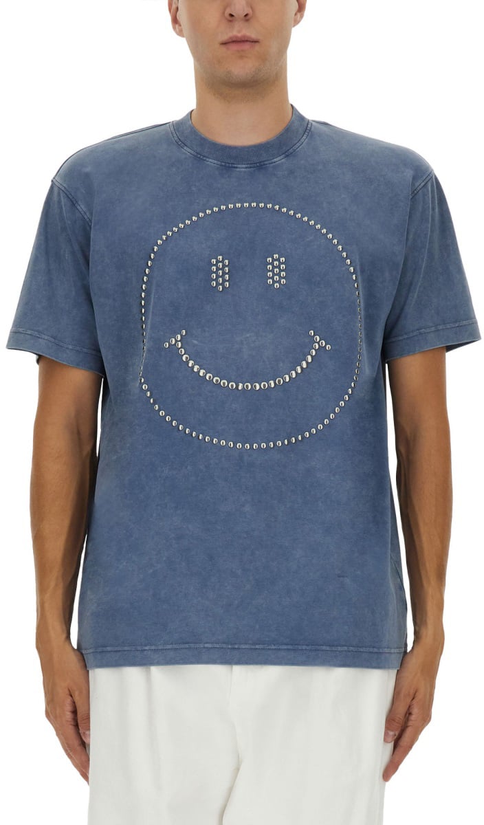 Moschino "SMILEY®" HEAVY COTTON T-SHIRT Blauw