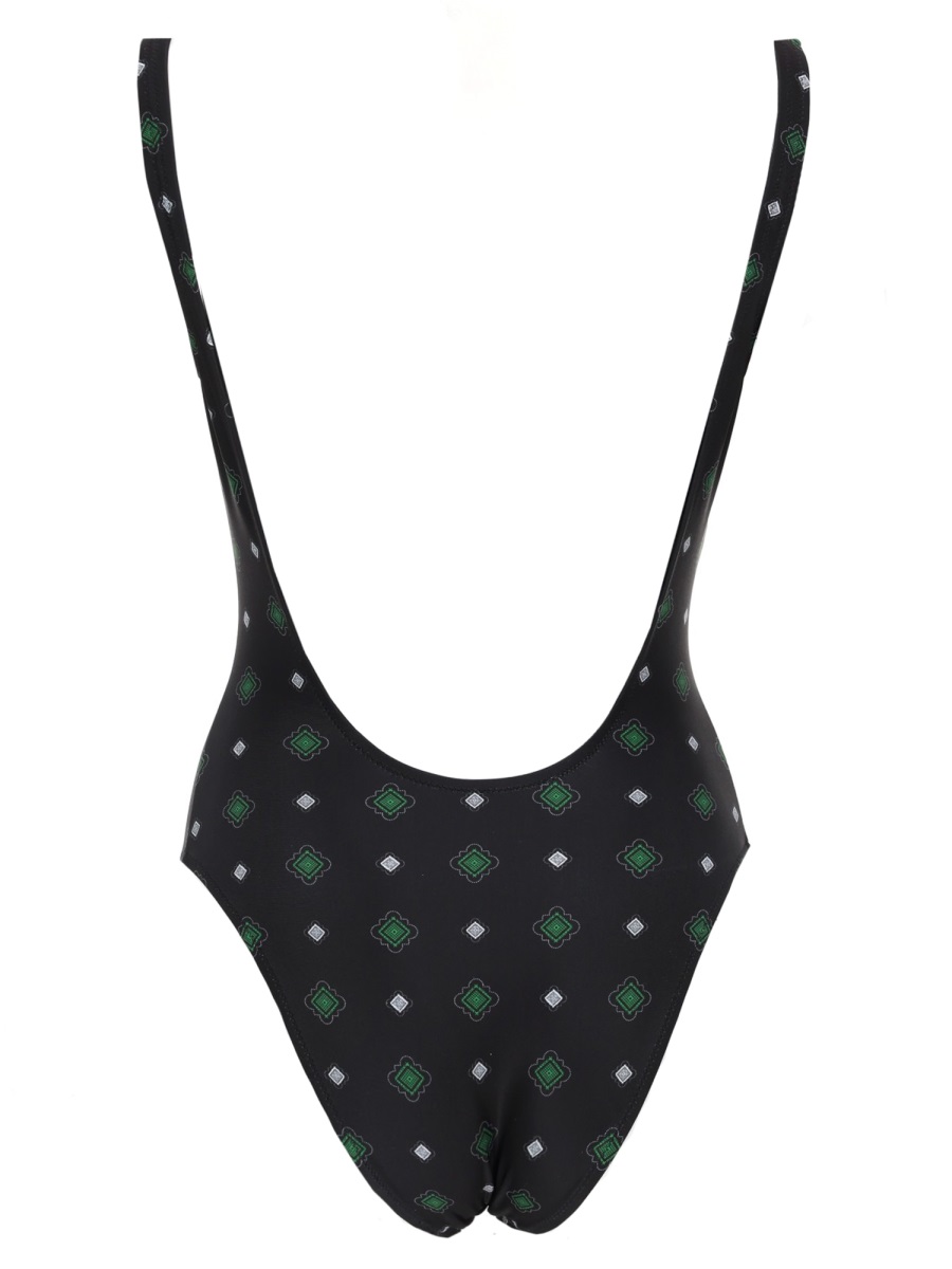 Moschino Teddy Graphic Diamond Pattern Swimsuit Zwart