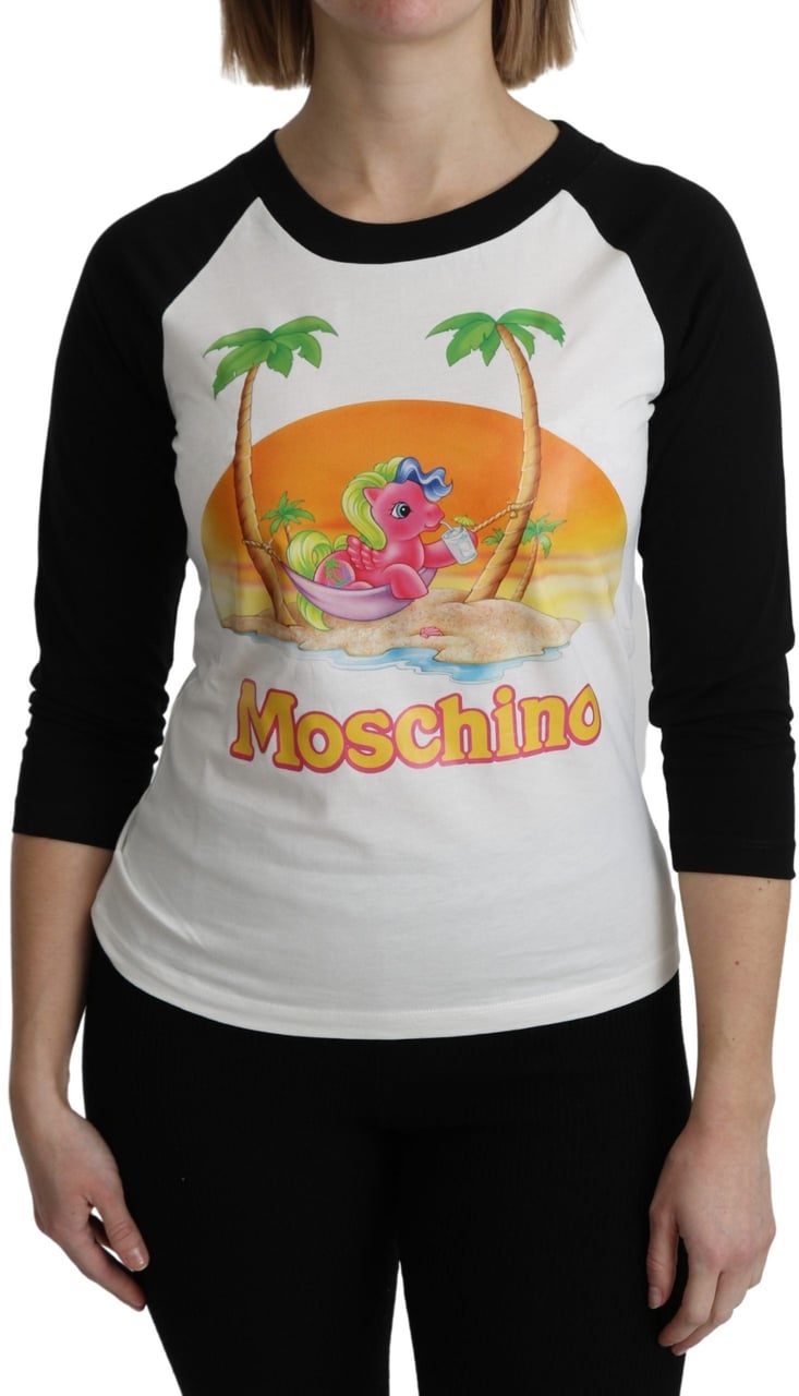 Moschino White Cotton T-shirt My Little Pony Top Tshirt Zwart