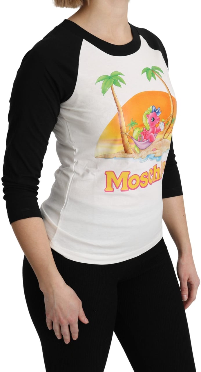 Moschino White Cotton T-shirt My Little Pony Top Tshirt Zwart