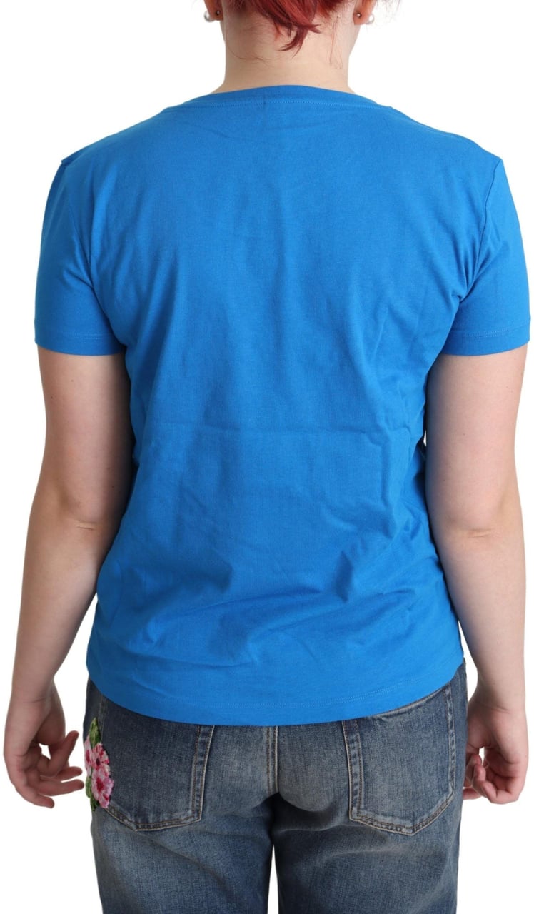 Moschino Blue Cotton Swim Graphic Triangle T-shirt Lichtblauw