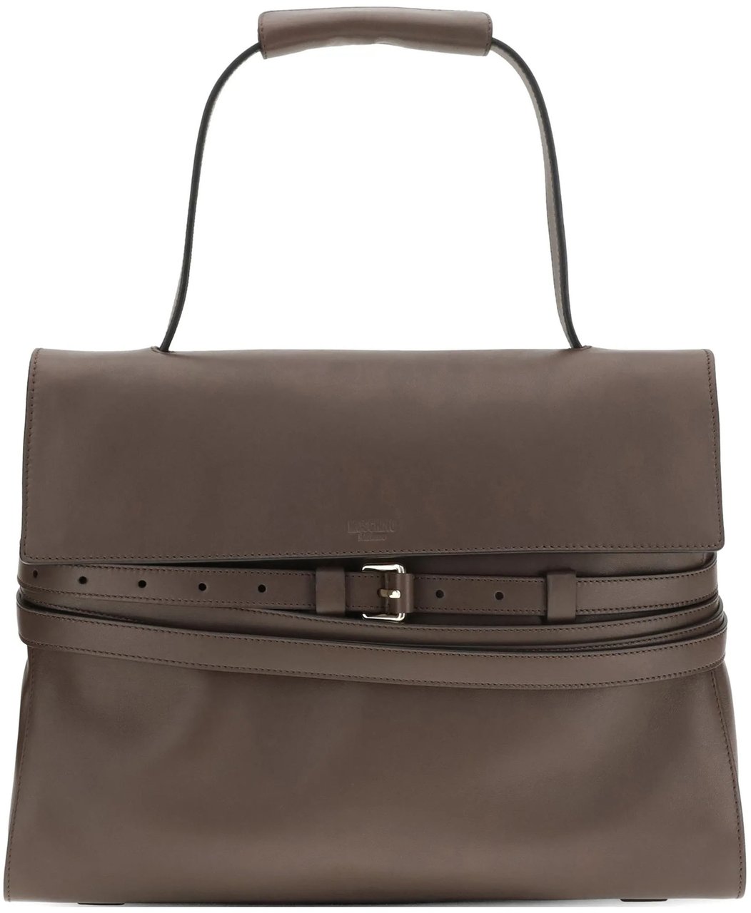 Moschino Structured Nappa Leather Handbag With Padded Handle Grijs
