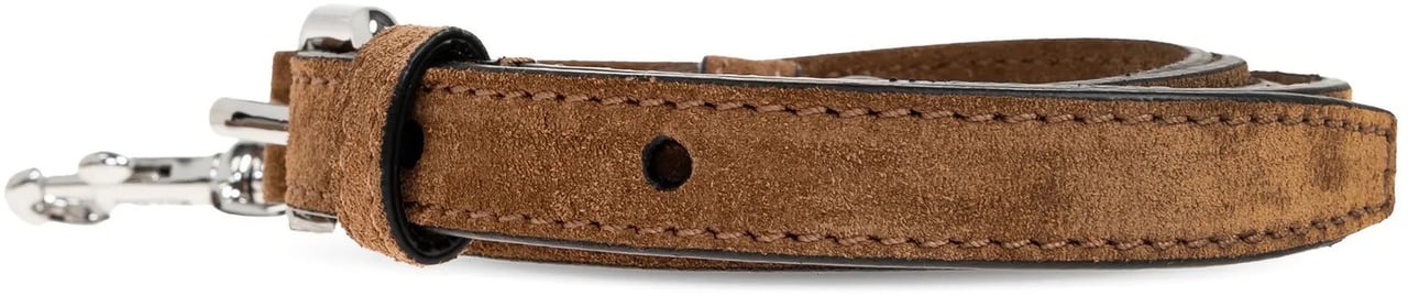 Moschino Brown Large Rectangular Suede Handbag With Belts Zwart