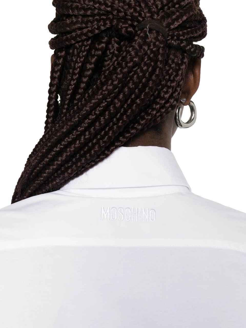 Moschino White Button-Up Shirt With Bow Pocket Details Wit