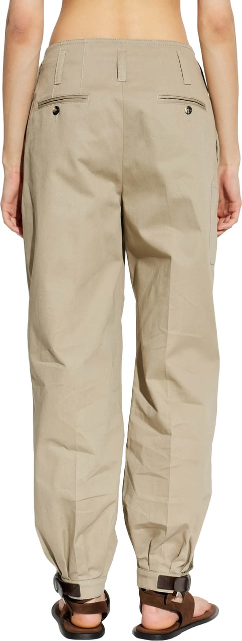 Moschino Dark Leather Strap Relaxed Tapered Cotton Pants Neutraal