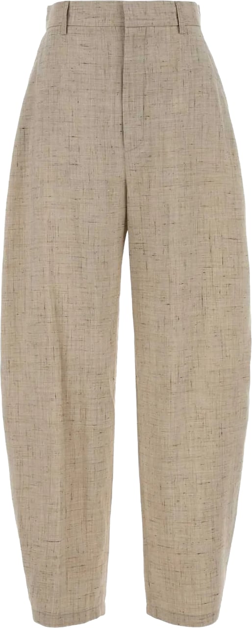 Moschino Beige Loose Fitting Textured Viscose Cropped Pants Roze