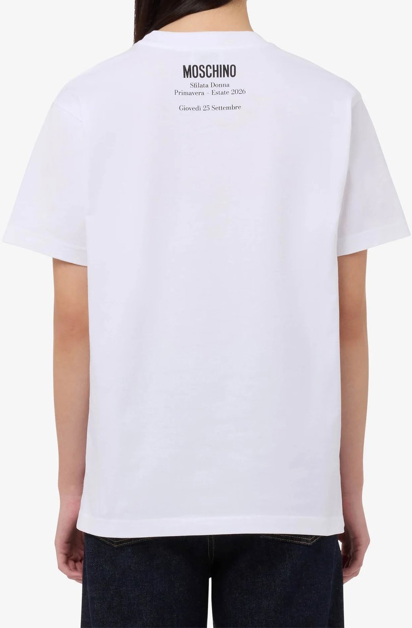 Moschino Black Bold Print Relaxed Fit Cotton T-Shirt Wit