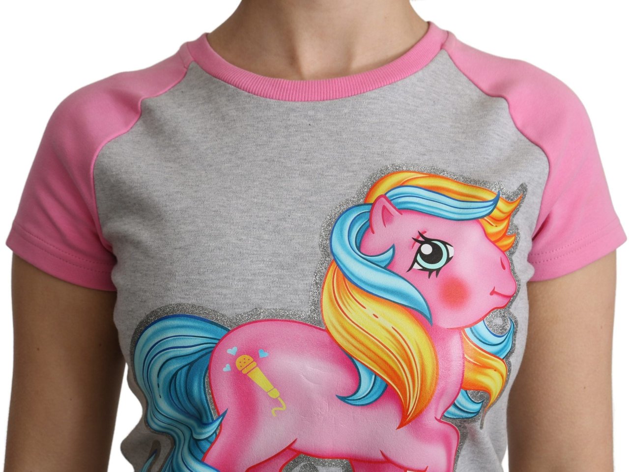 Moschino Gray and pink Cotton T-shirt My Little Pony Top Zwart