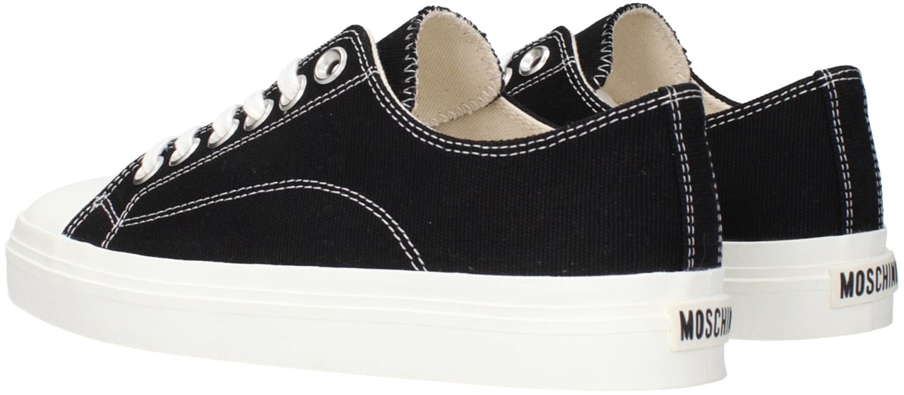 Moschino Black Fabric Low Top Sneakers Zwart