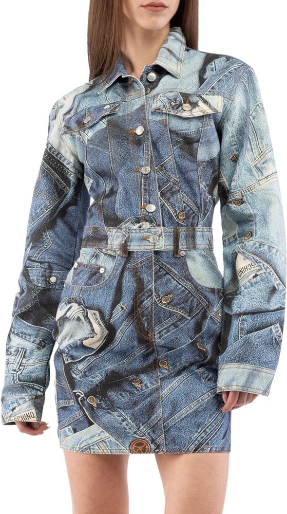 Moschino Multicolor Cotton Casual Dress Divers