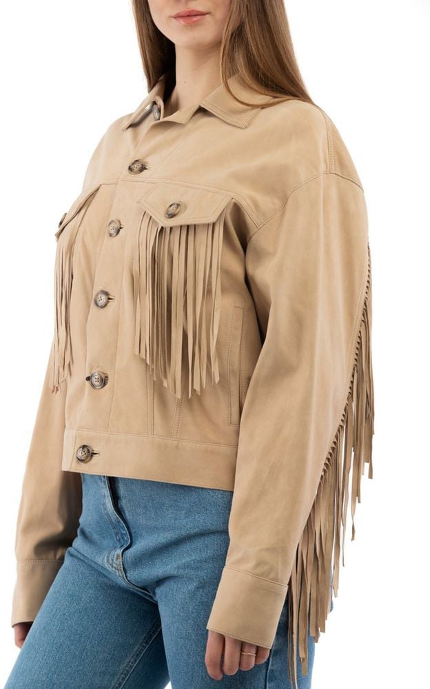 Moschino Beige Cotton Leather Jacket Beige