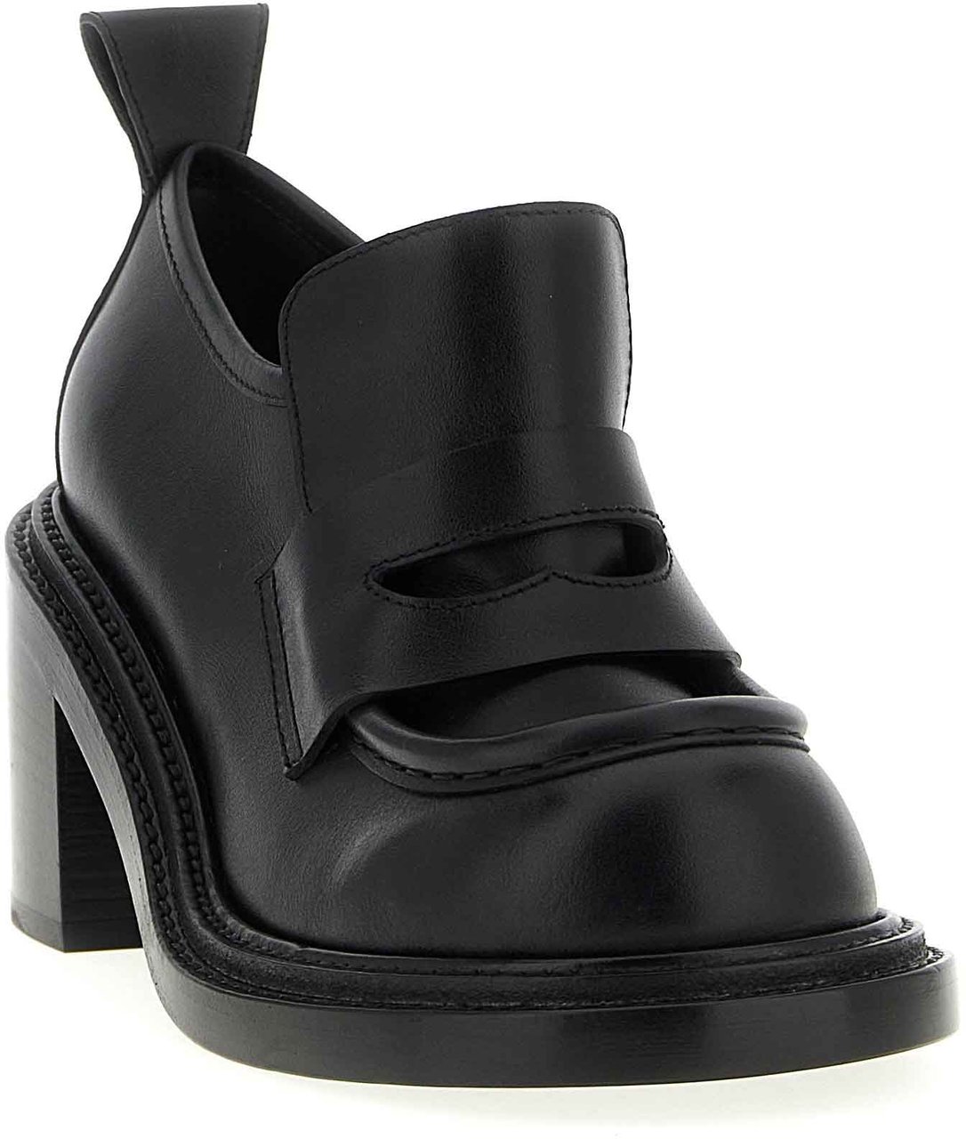 Moschino Black Leather Platform Loafers Zwart