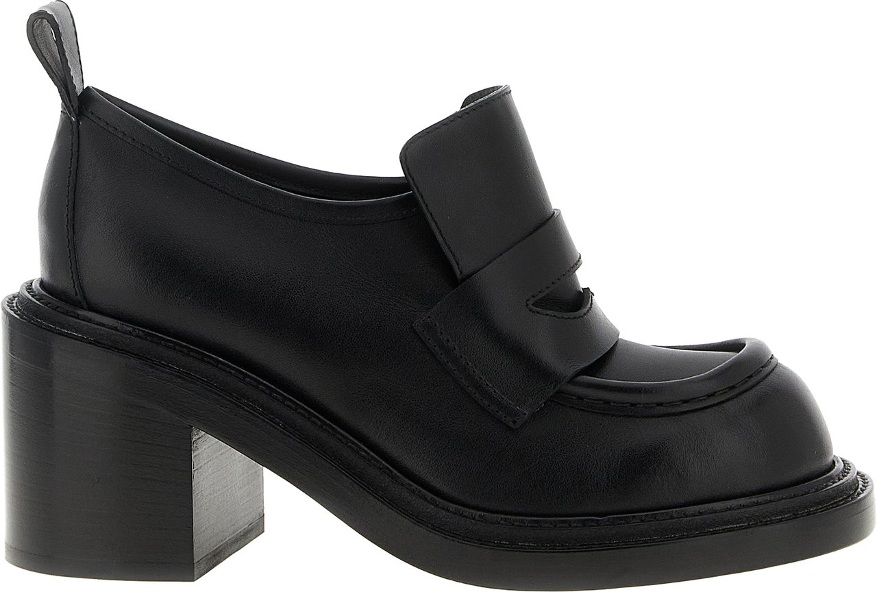 Moschino Black Leather Platform Loafers Zwart