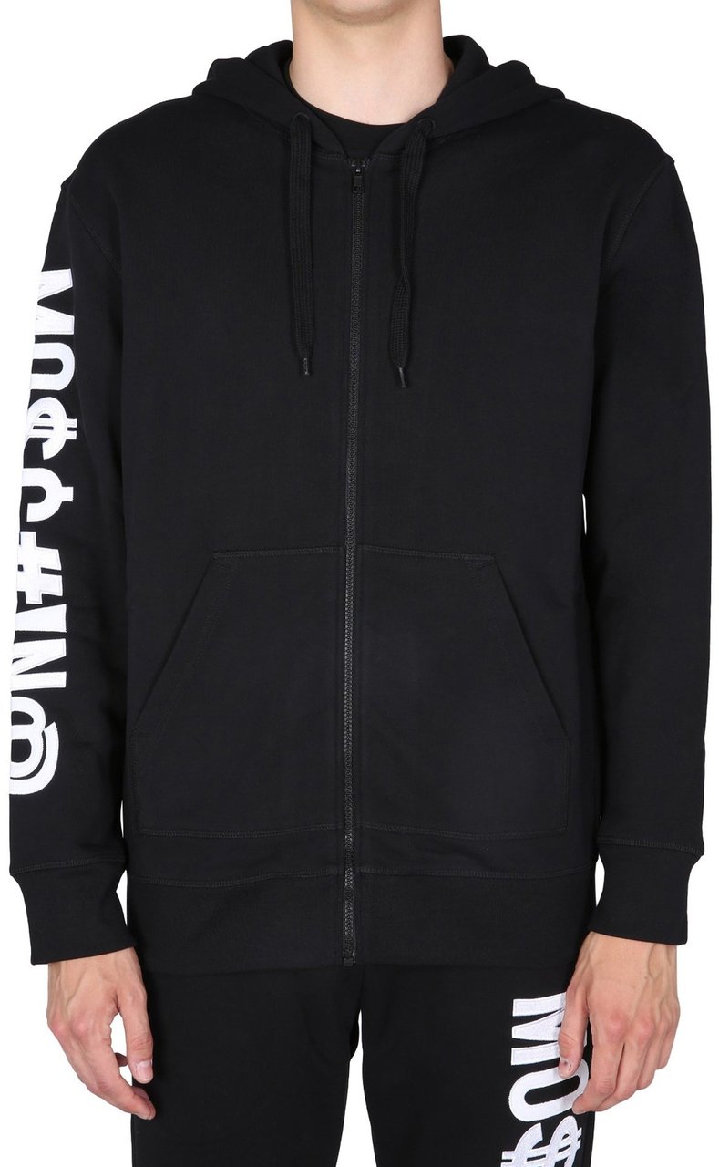 Moschino Moschino Couture Cotton Zip-Up Sweatshirt Zwart