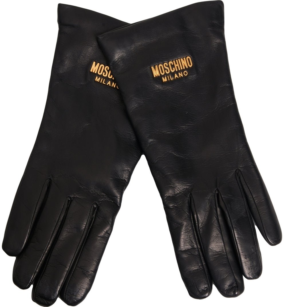 Moschino Leather gloves Zwart