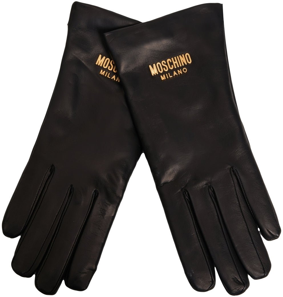 Moschino Leather gloves Zwart