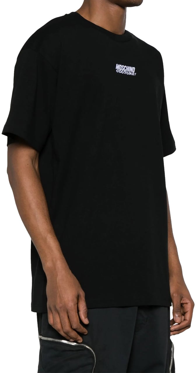 Moschino logo-embroidered cotton T-shirt Zwart