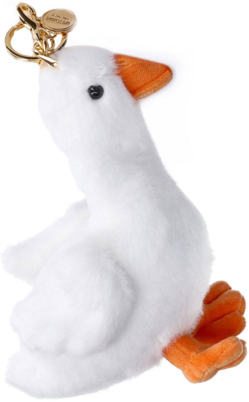 Moschino White Goose Fabric Keyring Charm Wit