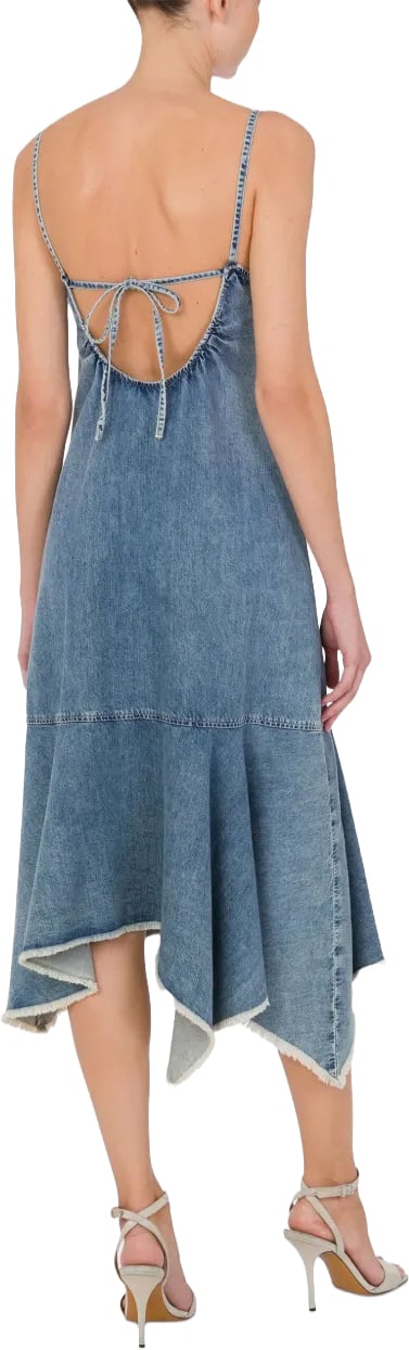 Moschino Classic Fitted Bodice Dress with Flared Skirt Blauw