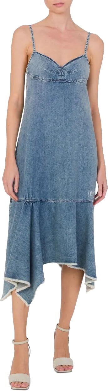 Moschino Classic Fitted Bodice Dress with Flared Skirt Blauw