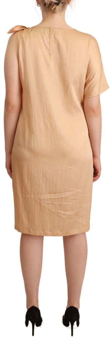 Moschino Beige One Sleeve Knee Length Shift Dress Beige