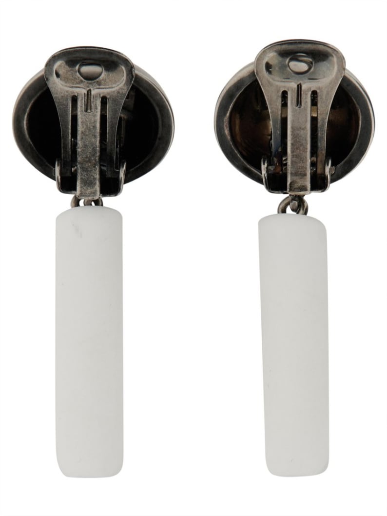 Moschino Logo Earrings Wit