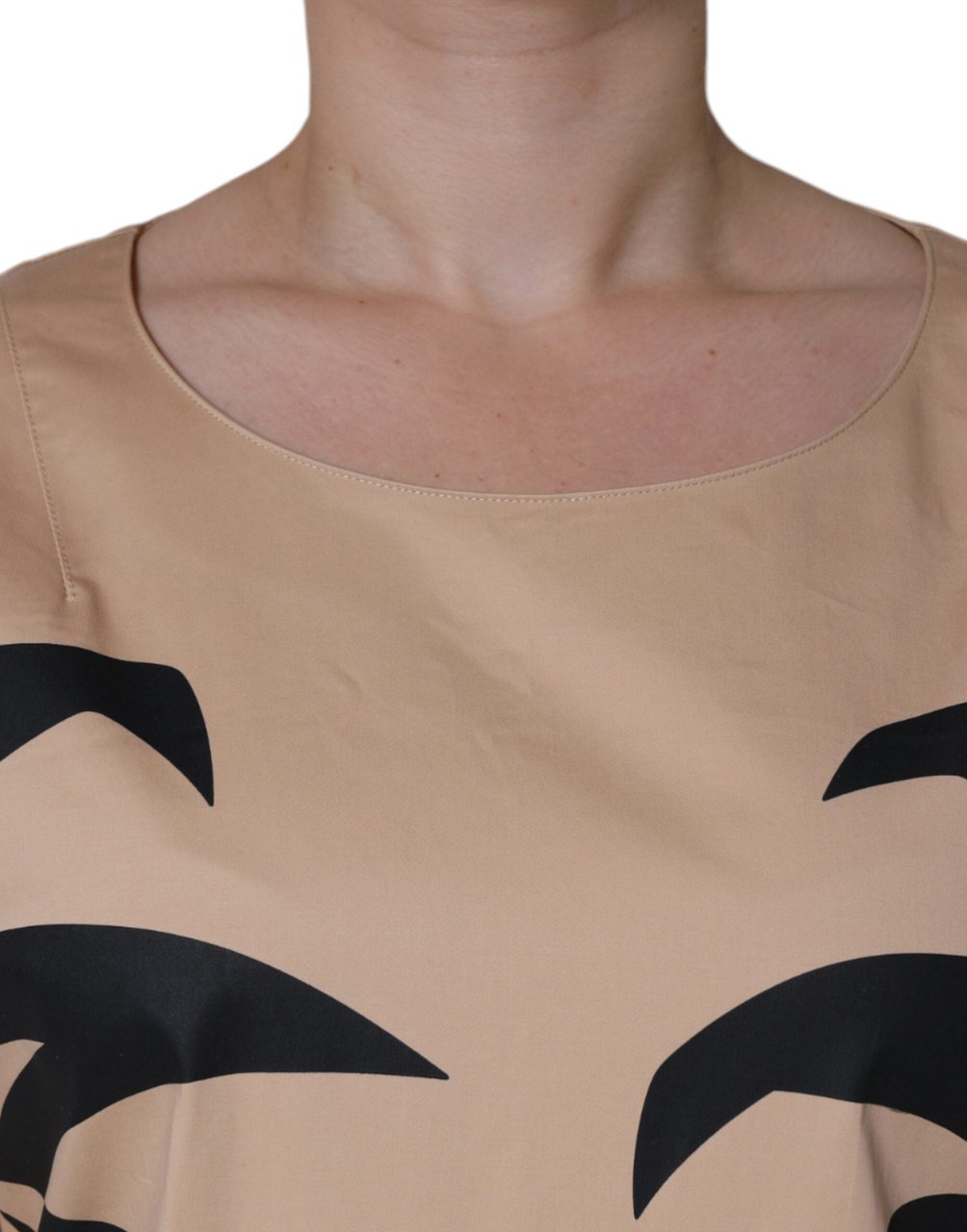 Moschino Beige Cotton Short Sleeve Knee Length Dress Beige