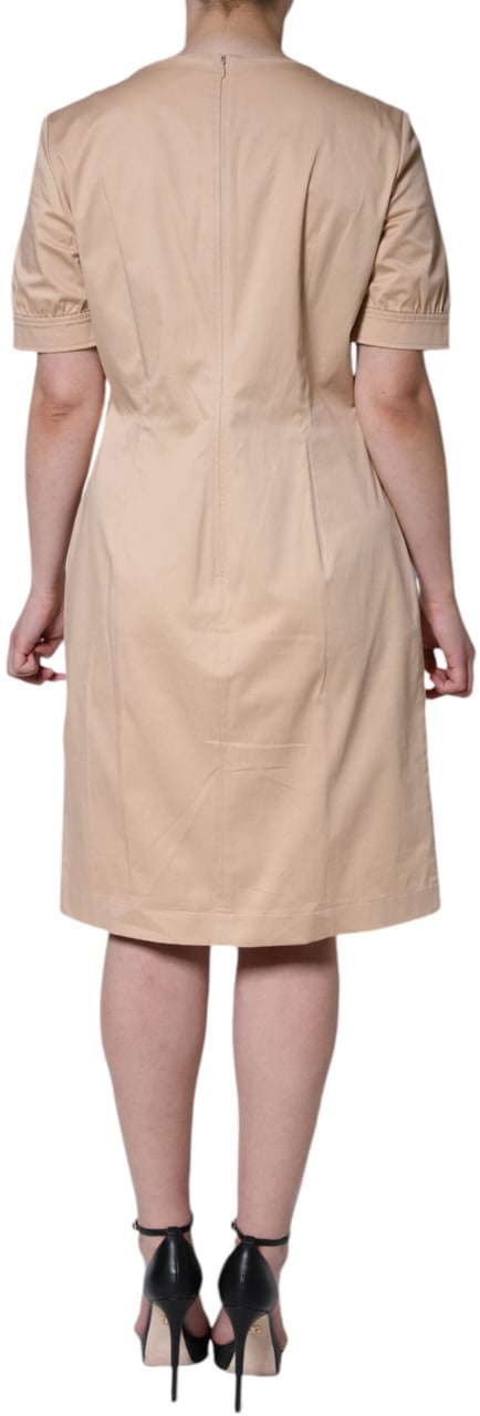 Moschino Beige Cotton Short Sleeve Knee Length Dress Beige