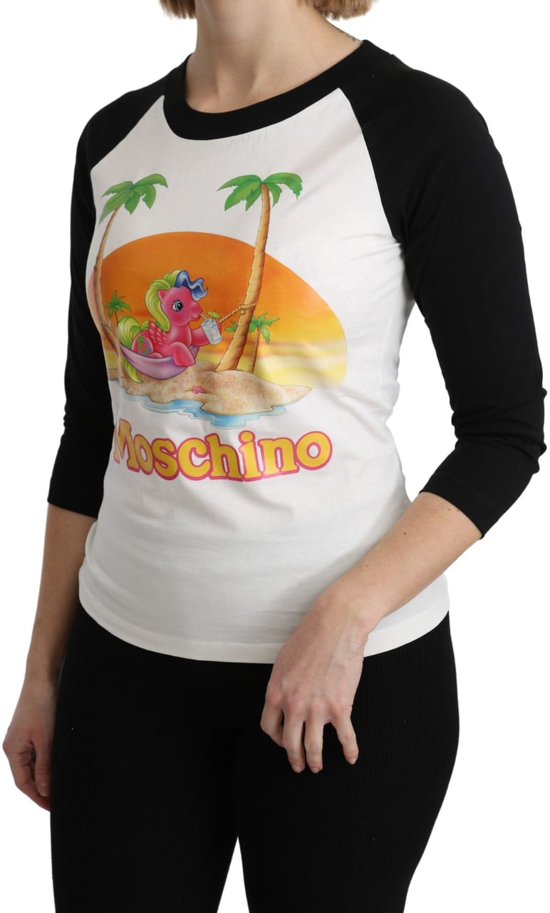 Moschino White Cotton T-shirt My Little Pony Top Tshirt Zwart