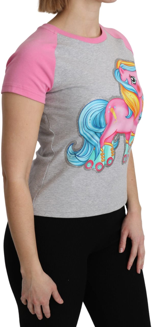 Moschino Gray and pink Cotton T-shirt My Little Pony Top Zwart