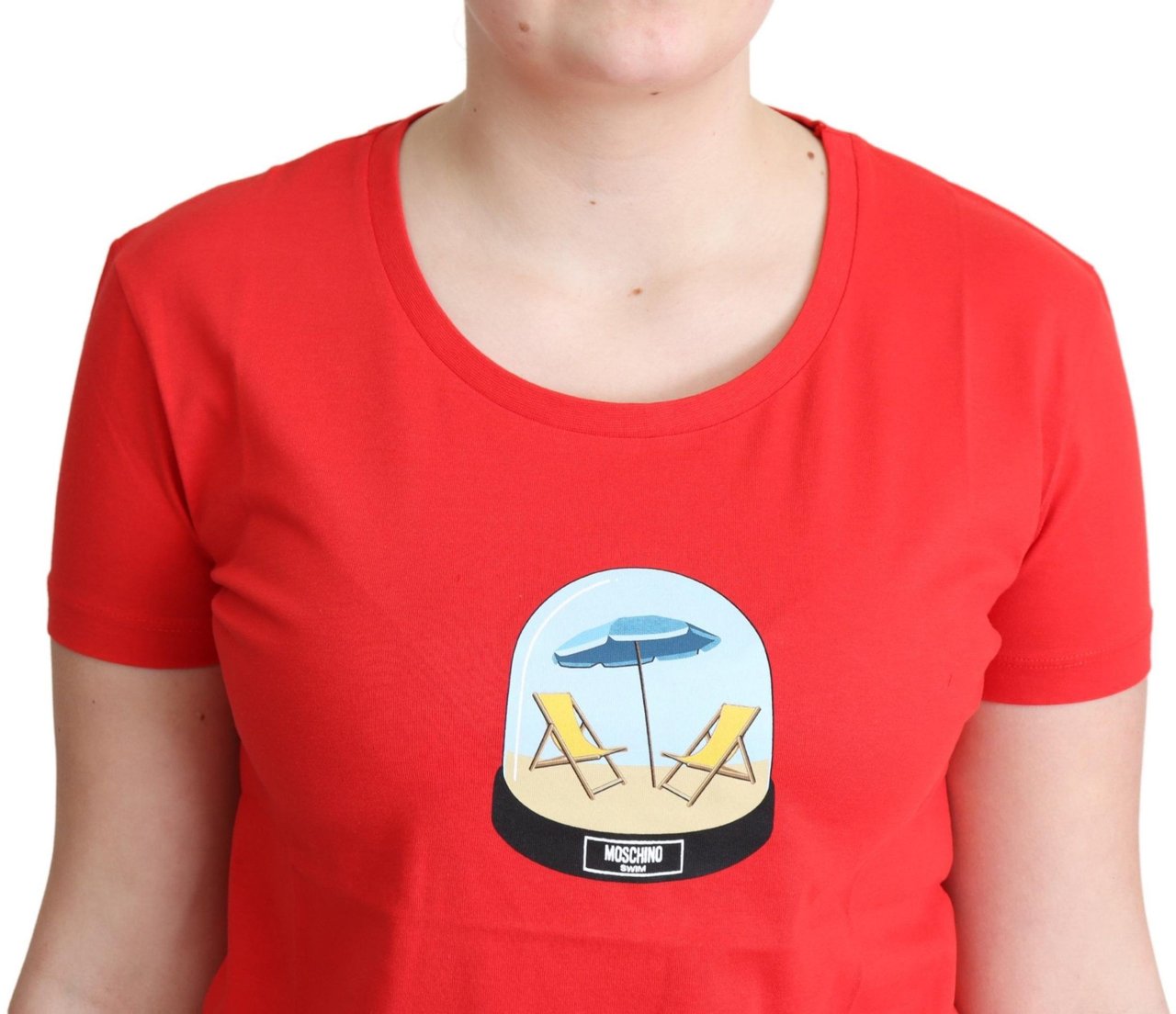 Moschino Red Printed Cotton Short Sleeves Tops Blouse T-shirt Rood