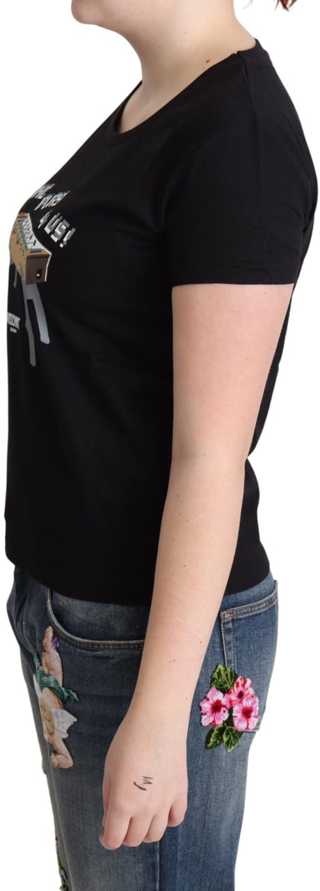 Moschino Black Cotton Come Play 4 Us Print Tops T-shirt Zwart
