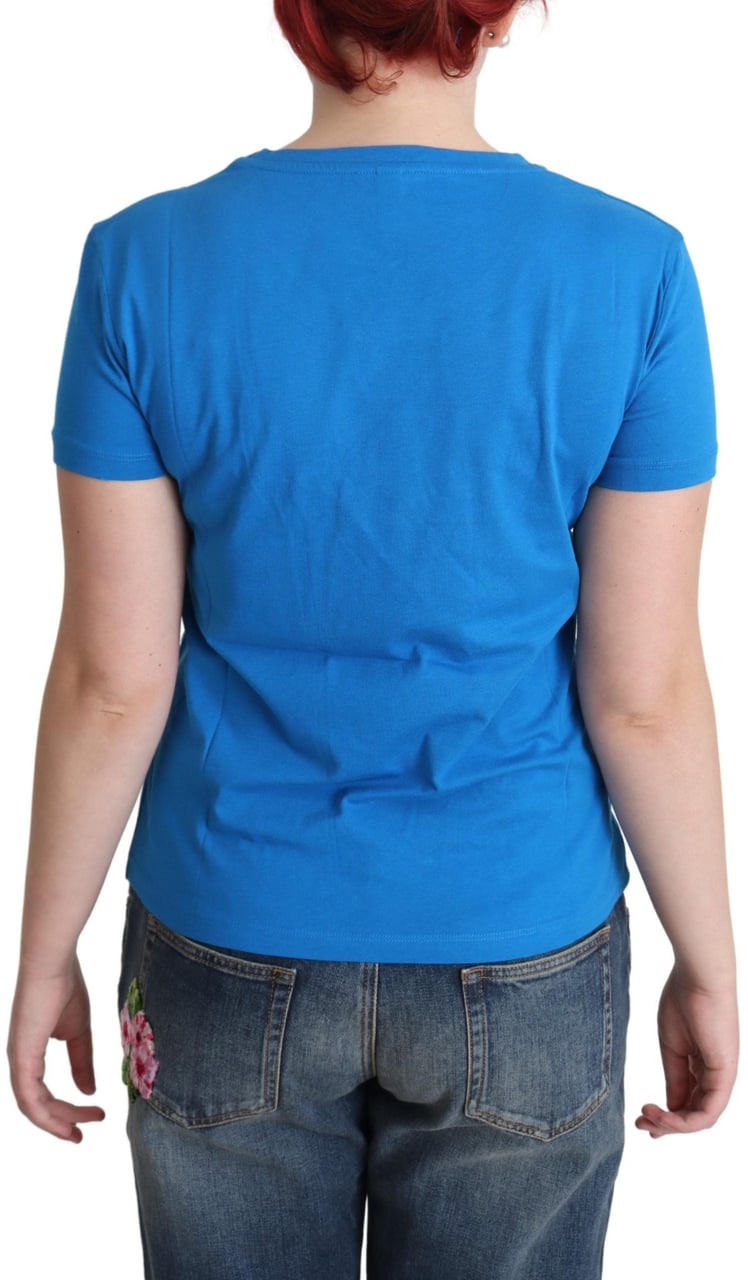 Moschino Blue Cotton Sunny Milano Print Tops T-shirt Wit