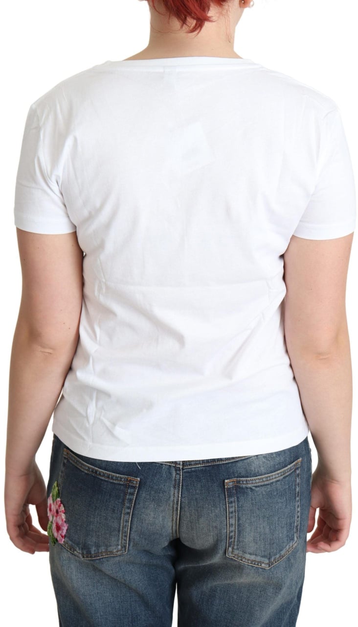 Moschino White Cotton Come Play 4 Us Print Tops T-shirt Zwart