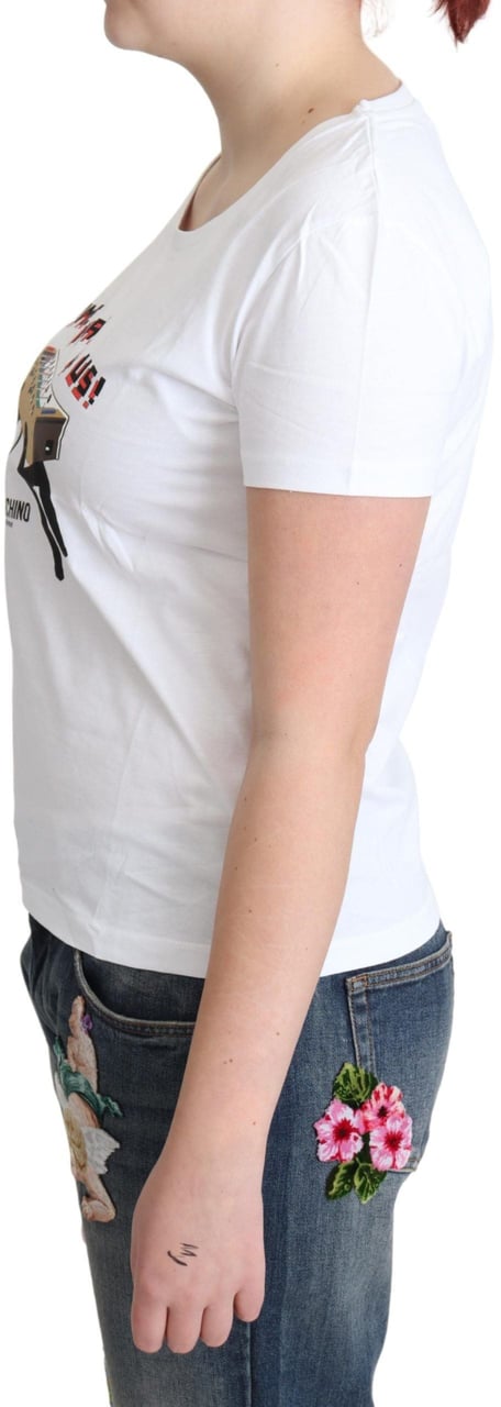 Moschino White Cotton Come Play 4 Us Print Tops T-shirt Zwart