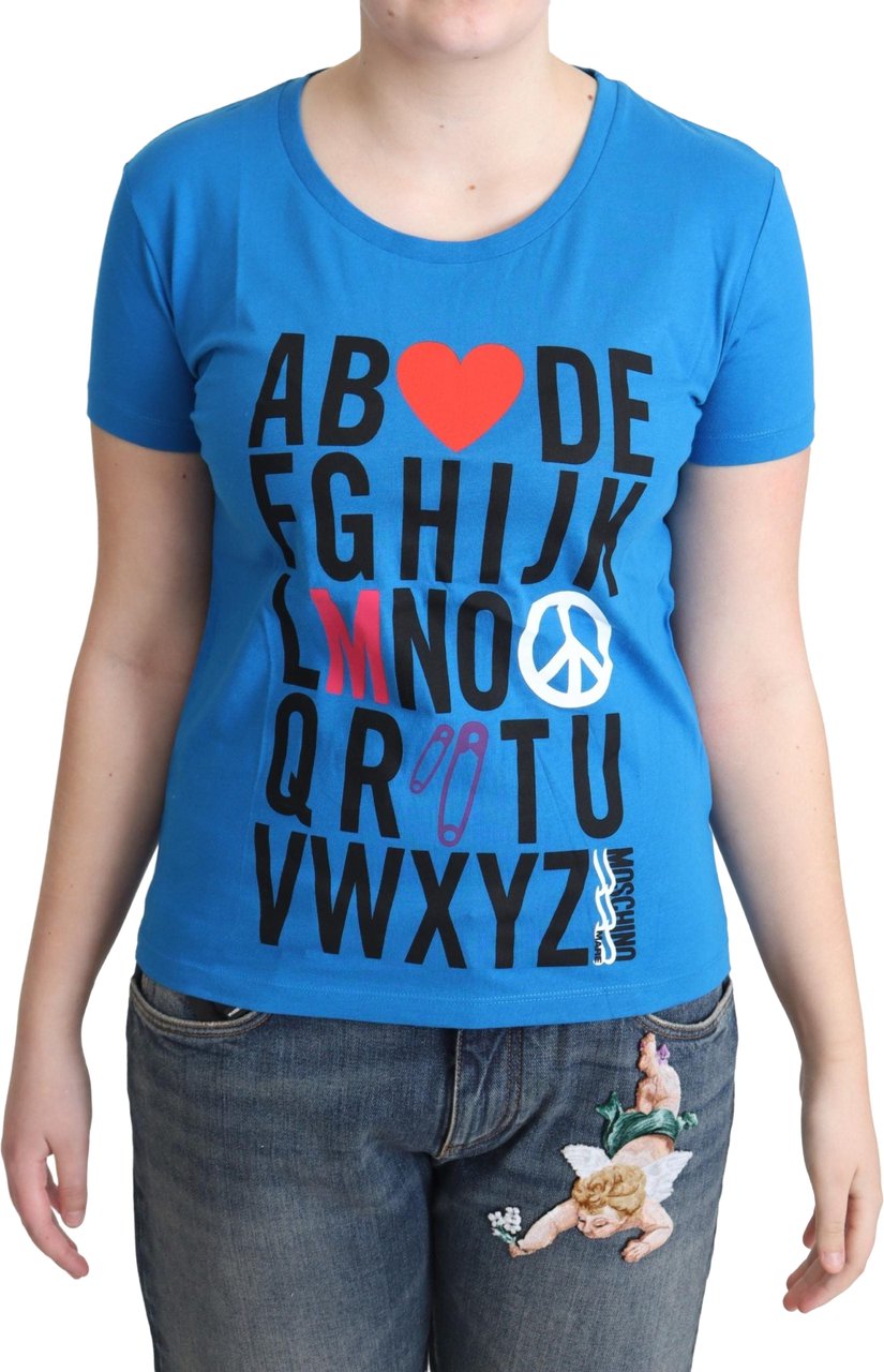 Moschino Blue Cotton Alphabet Letter Print Tops Rood