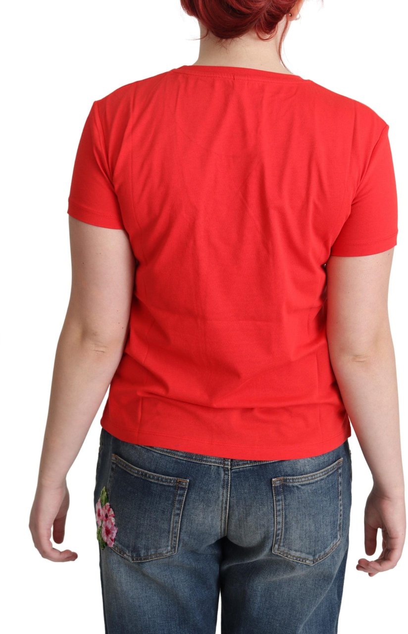 Moschino Red Cotton Swim Graphic Triangle Print T-shirt Grijs